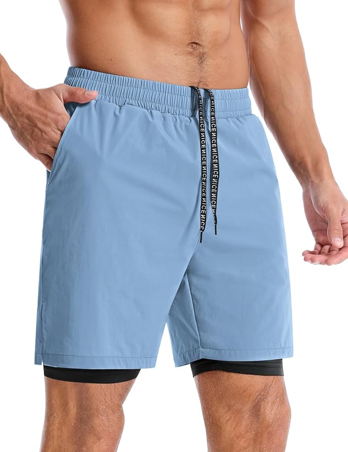 Aolesy Men's 5''/7'' Running Shorts Quick Dry Workout Gym Shorts with Pockets, Tennis Training Athletic(Linerless & Liner)