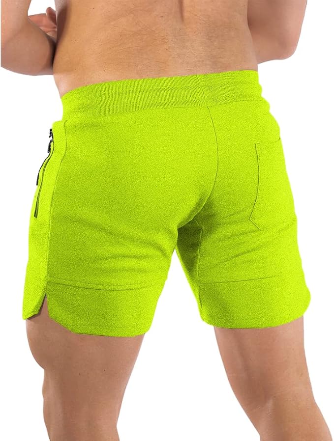 PIDOGYM Men's 5" Gym Workout Shorts,Fitted Jogging Short Pants for Bodybuilding Running Training with Zipper Pockets