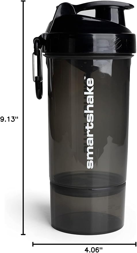 Smartshake O2GO ONE Plastic Protein Shaker Bottle 800 ml | 27 oz - Leakproof Screw-on Lid - BPA Free – Unisex - Black