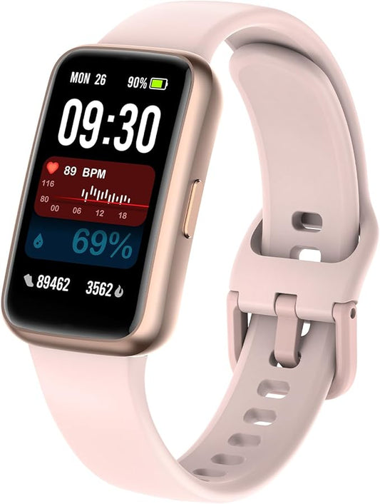 Fitness Tracker Watch for Women & Men, 1.47" HD with Bluetooth, 24/7 Heart Rate & Blood Oxygen Monitor, Sleep & Step Counter, 100+ Sports Modes, IP68 Waterproof, Compatible with Android iOS Pink