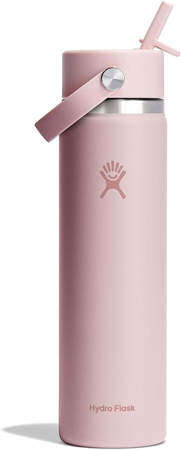 Hydro Flask Water Bottle - Insulated Stainless Steel - Wide Mouth Flex Straw Lid, Non Spill, Leakproof and Refillable in 24 Oz Tonal Trillium