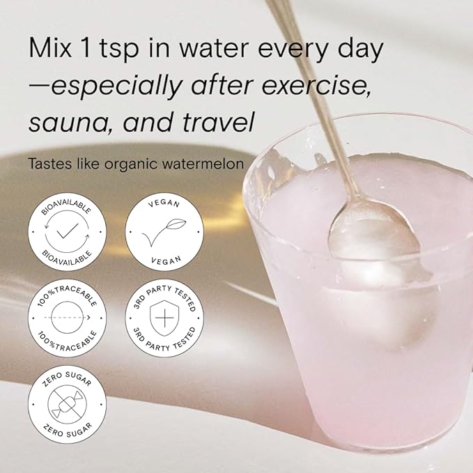 Moon Juice Mini Dew Electrolytes Powder - Sugar Free Minerals & Electrolyte Hydration Powder for Instant Hydration & Brain Support - Magnesium, Calcium, Potassium, Pink Salt, Watermelon, 30 Servings