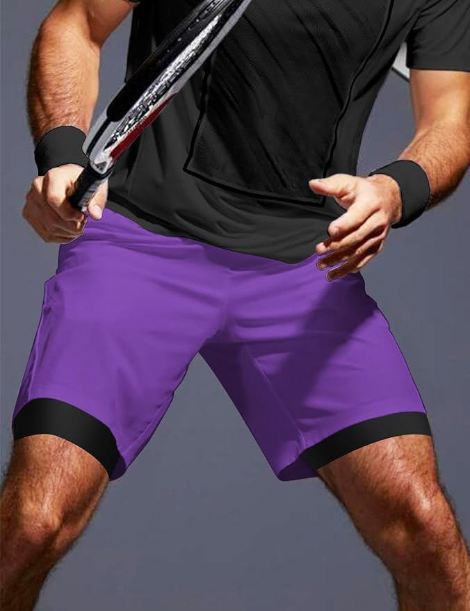 Aolesy Men's 5''/7'' Running Shorts Quick Dry Workout Gym Shorts with Pockets, Tennis Training Athletic(Linerless & Liner)