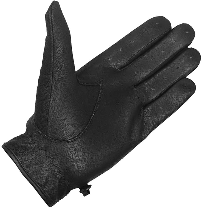 New Biker Police Leather Motorcycle Driving Riding Racing Gloves Real Natural Leather Touchscreen Ventilation Men Women Automotive ATV Dirt Bike Cycling Comfortable Adjustable Full Finger Black XXL