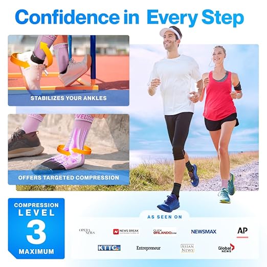 Modvel Foot & Ankle Brace Socks for Sprained Ankle Compression Sleeve - Foot Support for Women & Men - Tendonitis & Arthritis Ankle Brace Sports Running, Torn Ligaments & Women Stabilizing Ankle Wrap