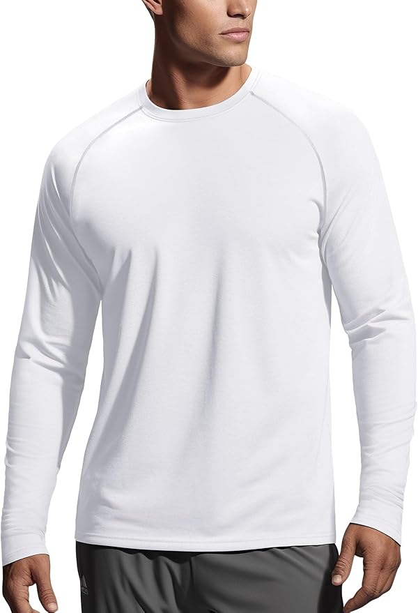 Zengjo Mens Long Sleeve Workout Shirts Moisture Wicking Running Athletic Sport Performance T-Shirt Lightweight SPF Sun Shirt