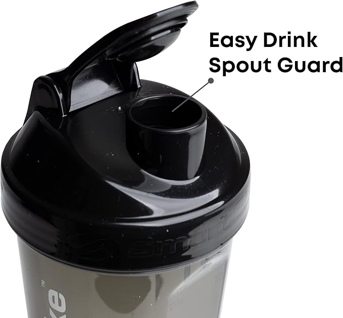 Smartshake Protein Shaker Bottle, (GLOSSY, Black)