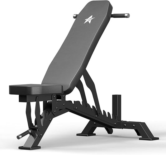 Weight Bench, Adjustable Workout Bench for Home Gym Full Body Workout, 1300LBS Weight Capacity Bench Press, Flat/Incline/Decline Bench with 33" Extra-Long Backrest & Wheels