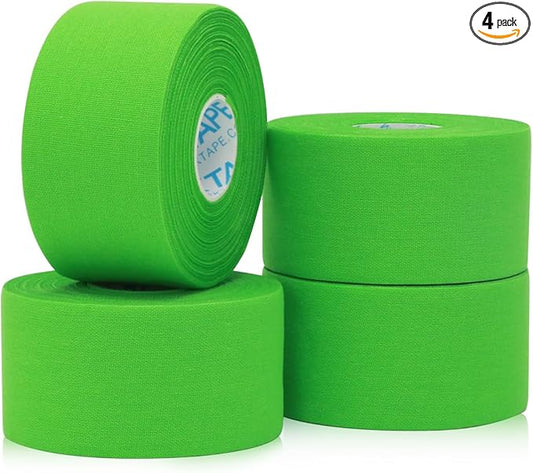 OK TAPE Athletic Sports Tape(4 Packs) - 45ft Per Roll Very Strong Tape for Athlete & Sport Trainers & First Aid Injury Wrap, Perfect for Fingers Ankles Wrist on Bat, Hockey Stick - Green