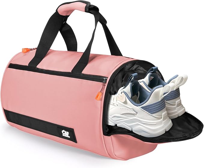 C&F BOGMOST Small Travel Duffel Bag,Compact Sports Small Gym Bag with Shoes Compartment,Lightweight Duffel Bag for Men & Women,Personal Item Travel Bag Weekender Bags for Travel Sports Gym -Pink