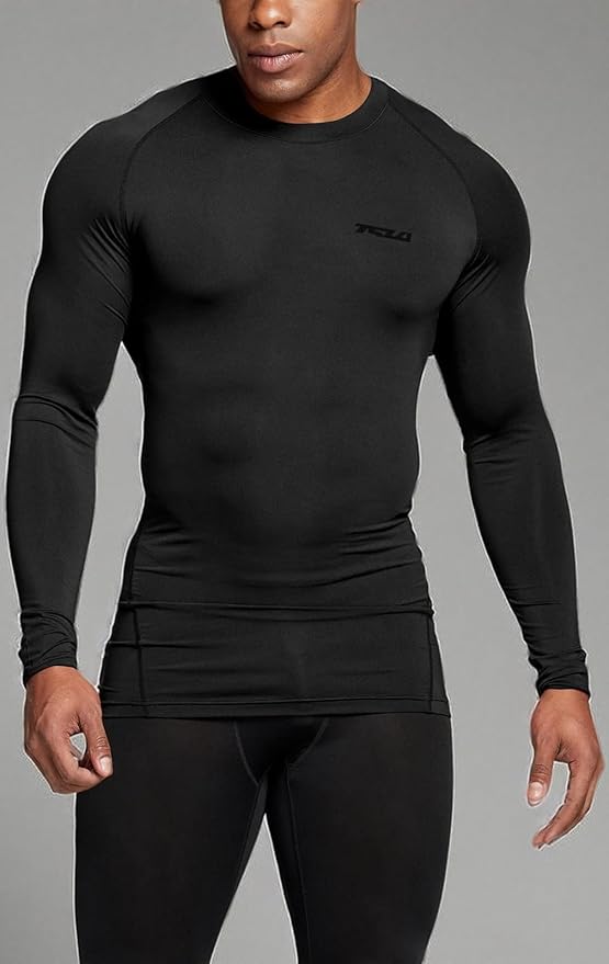 TSLA Men's UPF 50+ Compression Shirts, Cool Dry Long Sleeve Athletic Tops, Sports Baselayer Workout Shirt