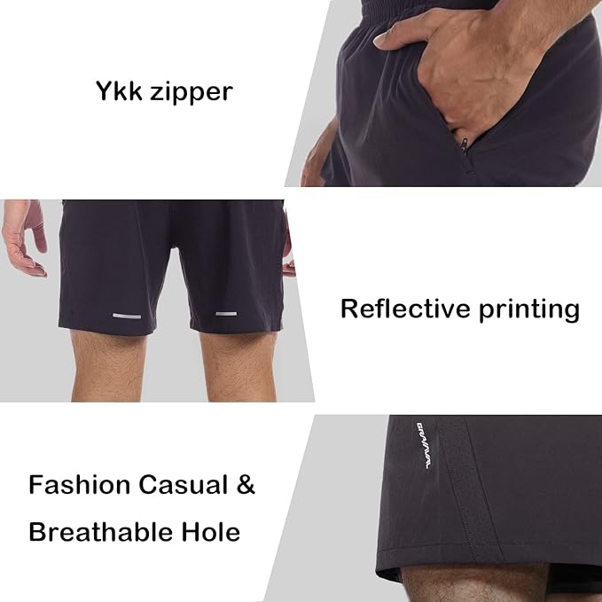Men's Running Shorts 6" Quick Dry Gym Athletic Workout Shorts for Men with Pockets