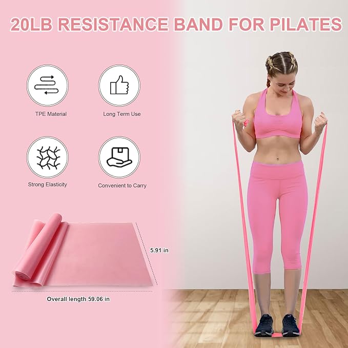 Pilates Equipment Kit for Home Workout, Pilates Ring and Ball Set with Adjustable Ankle Wrist Weights, Resistance Bands, Tape Measure, Bag, Pilates Essentials Accessories for Women Yoga