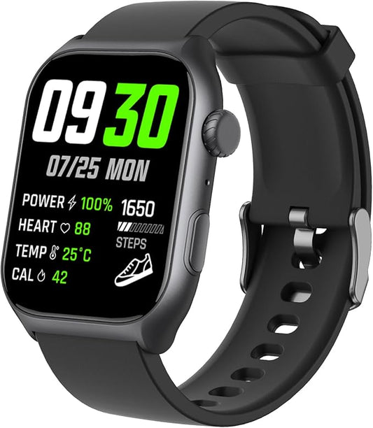 YMS Android Smart Watch for Women - Bluetooth Call,Compatible with Android & iOS,2.0" HD Screen, Heart Rate/Sleep/Step Tracker, 100+ Sports Modes,IP68 Waterproof Men Fitness Tracker (Black)
