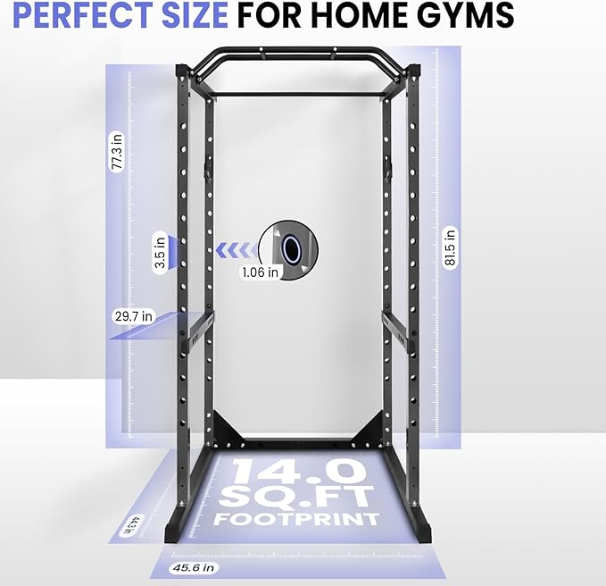 81.5 in Gym Equipment for Home, Squat Rack Power Cage with 14 Gears, 1200 Lbs Capacity Squat Rack, Perfect for Home Gym Fitness