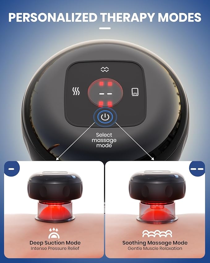 2 Pack 5-in-1 Electric Cupping Kit for Massage Therapy with Red Light Therapy - 24 Levels of Adjustable Suction & Heat, Portable Cupping Therapy Set for Back Pain Relief & Neck Muscle Soreness