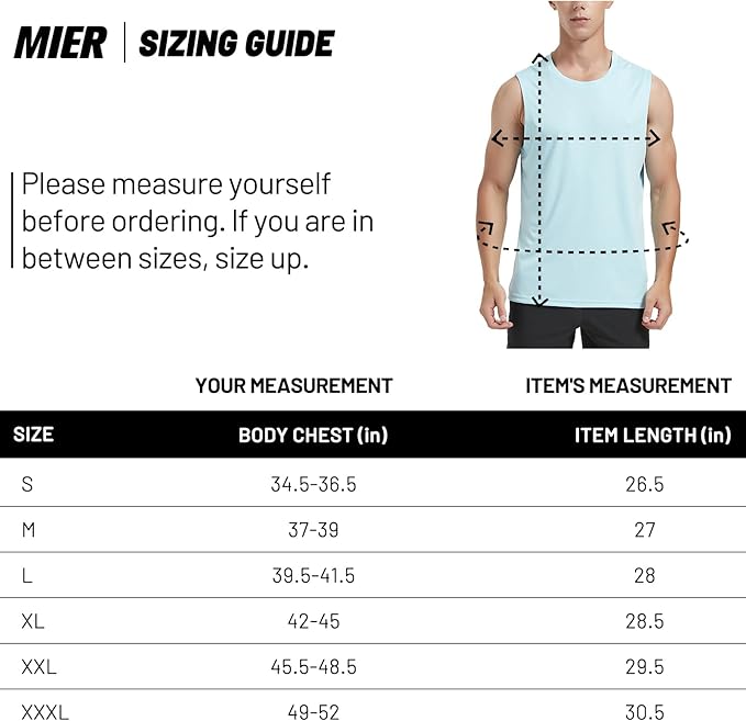 MIER Men's Workout Tank Tops UPF 50+ Swim Shirts Quick Dry Running Sleeveless UV Protection Muscle Tees