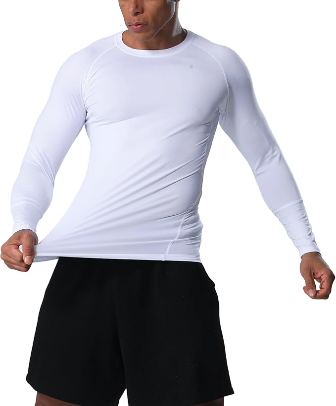 Men's Long Sleeve Compression Shirts Athletic Sport Undershirts Tight Base Layer Tops Rash Guard Workout Running Gym