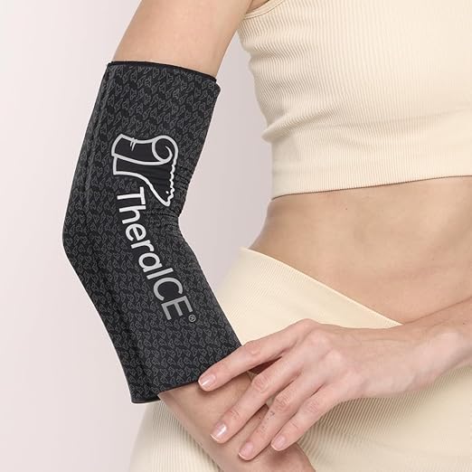 TheraICE Elbow Ice Pack Compression Sleeve for Injuries (PRO Elbow Sleeve, Small/Medium)