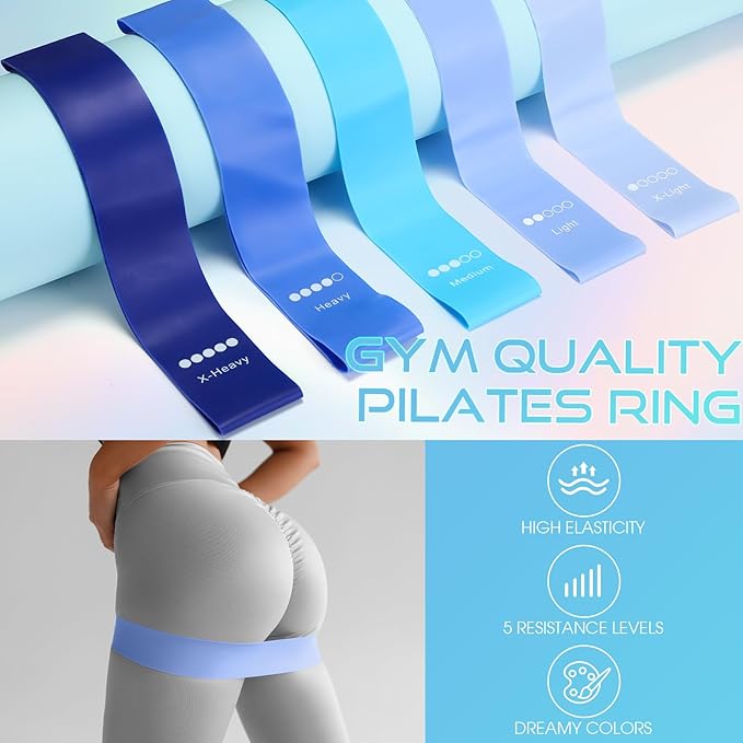 Home Pilates Essentials Kit for Women Pilates Equipment Set with Yoga Ball Resistance Band, Circle, Yoga Ring Circle Set for Beginners Home Workouts Legs Arms and Thighs