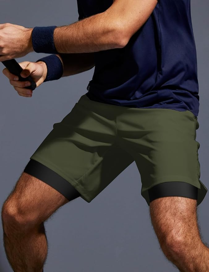 Aolesy Men's 5''/7'' Running Shorts Quick Dry Workout Gym Shorts with Pockets, Tennis Training Athletic(Linerless & Liner)
