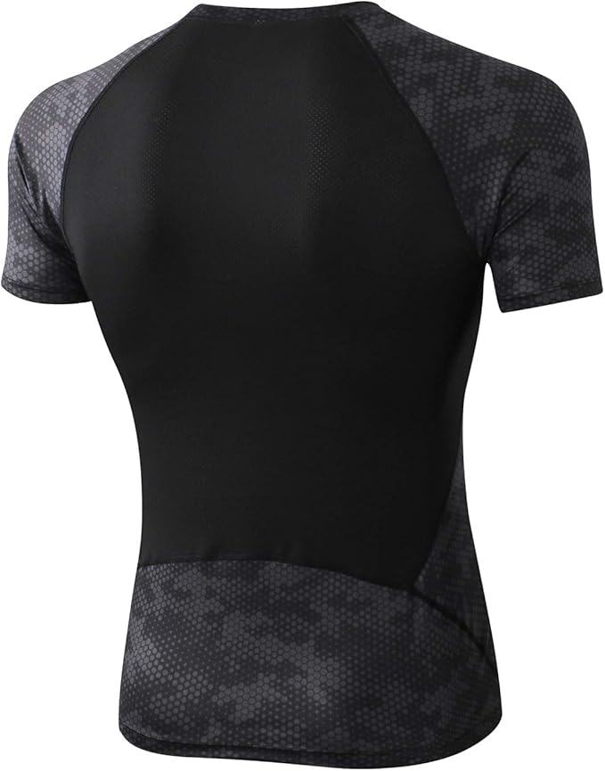 Audoc Compression Shirt Men 3 Pack Quick-Dry Athletic Baselayer 4-Way Stretch Moisture-Wicking Short Sleeve Workout Shirts