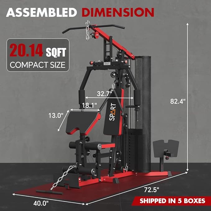 SPART Home Gym, Multifunctional Home Gym Equipment, Workout Station with 160LBS Weight Stack for Leg Press & Chest Fly, All in One Workout Machine Full Body Strength Training with Pulley System