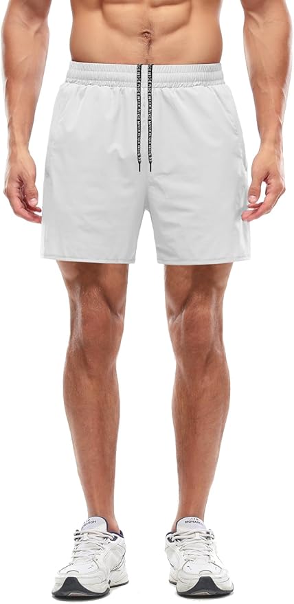 Aolesy Men's 5''/7'' Running Shorts Quick Dry Workout Gym Shorts with Pockets, Tennis Training Athletic(Linerless & Liner)