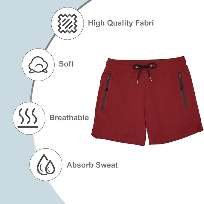 PIDOGYM Men's 5" Gym Workout Shorts,Fitted Jogging Short Pants for Bodybuilding Running Training with Zipper Pockets