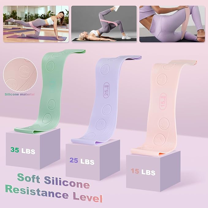 Luscinia Pilates Equipment Kit for Women Home Pilates Essentials Set with 14" Pilates Ring Circle 7" Pilates Ball Pilates Resistance Bands Figure 8 Band and Accessories Pink Pilates Kit for Beginners