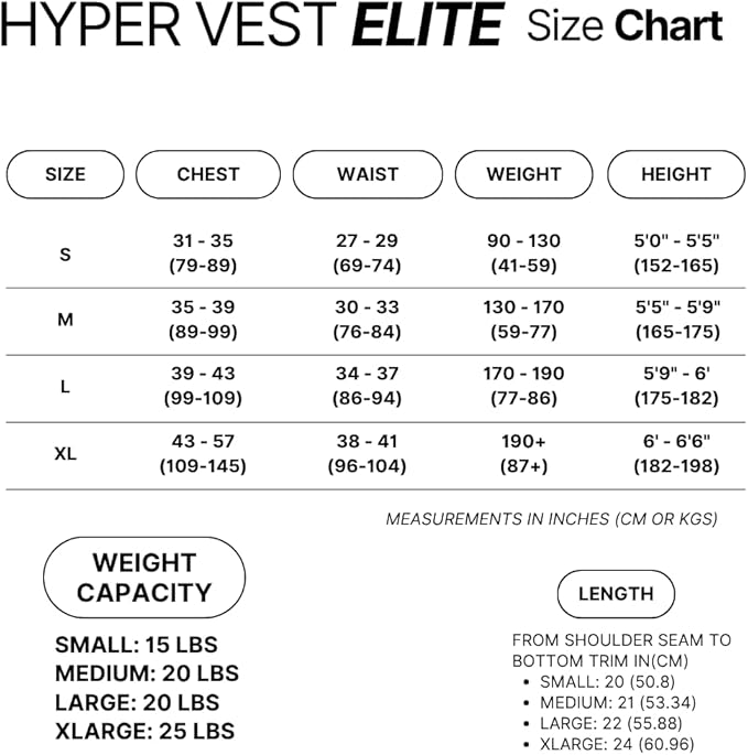 Hyperwear Hyper Vest ELITE Fully Adjustable Weight Vest - Stretch CORDURA® Fabric Zipper Thin Steel Weights - Weighted Vests for Running, Strength, Endurance, Walking - Sizes S, M, L, XL