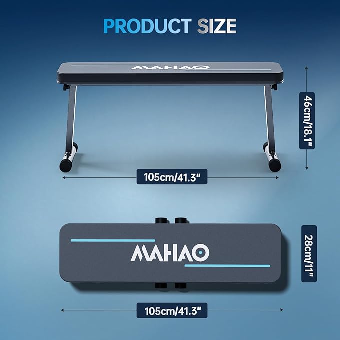 Flat Weight Bench, Foldable Workout Bench for Home Gym with 660 LBS Weight Capacity, Flat Bench Press for Full Body Workout, Black MB20