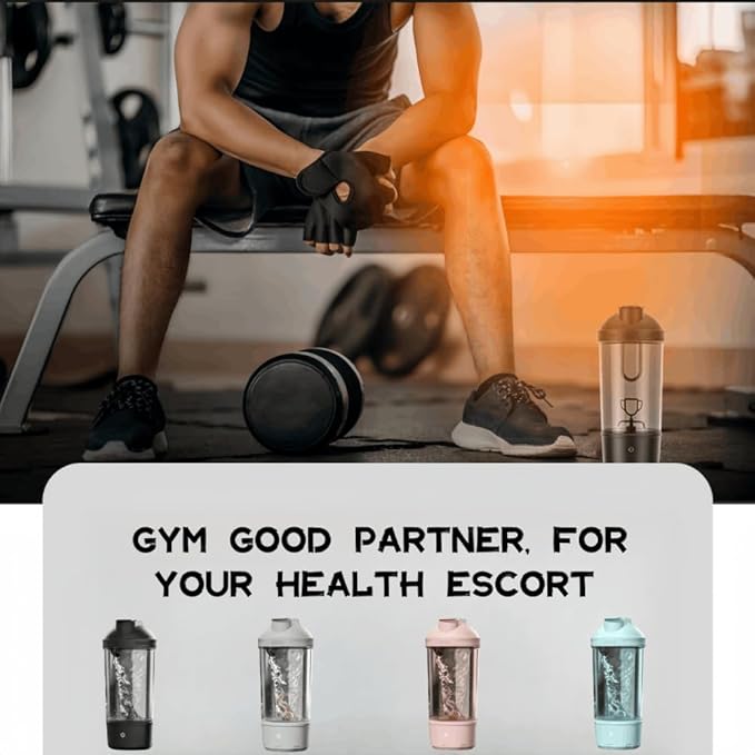 Electric Protein Shaker Bottle Automatic Stirring Mug Tritan Materia Cup Sports Health Cup Waterproof Rechargeable Cup (Green)