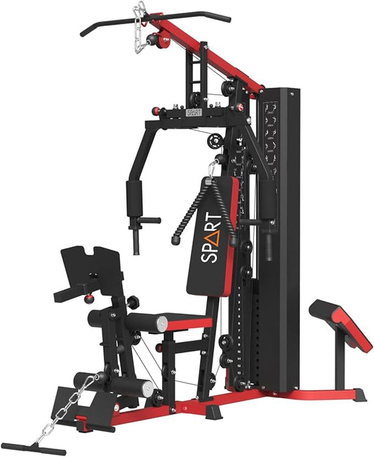 SPART Home Gym, Multifunctional Home Gym Equipment, Workout Station with 160LBS Weight Stack for Leg Press & Chest Fly, All in One Workout Machine Full Body Strength Training with Pulley System