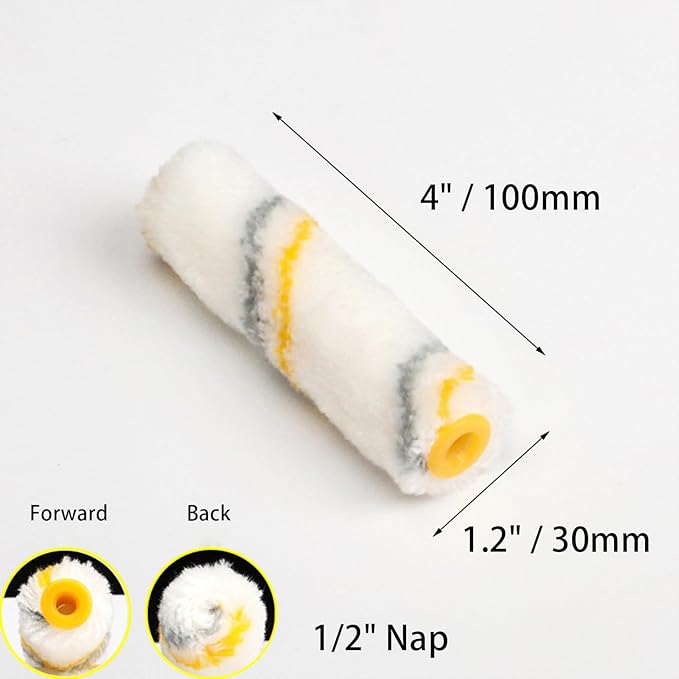 King Origin 10-Pack Paint Roller 4 Inch, 1/2" Nap, Small Paint Roller Covers, Lint Free Paint Roller Refills for Walls, Trim, and Home Painting Projects