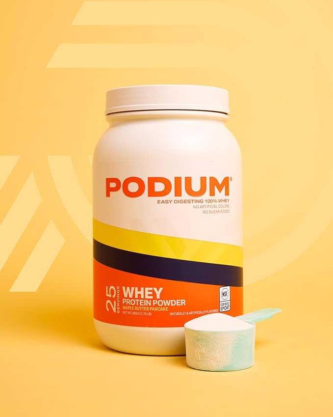 Podium Nutrition, 100% Whey Protein Powder, 25 Servings, 25g of Whey Protein Per Serving, Maple Butter Pancake, Gluten Free, Soy Free, No Artificial Colors