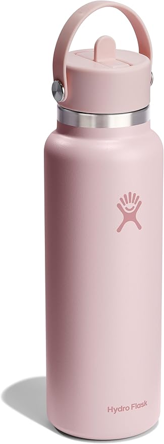 Hydro Flask Water Bottle - Insulated Stainless Steel - Wide Mouth Flex Straw Lid, Non Spill, Leakproof and Refillable in 40 Oz Tonal Trillium