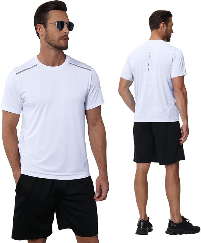 Yundobop Men's Athletic Workout T-Shirt Breathable Short Sleeve UPF 50+ Running Tee