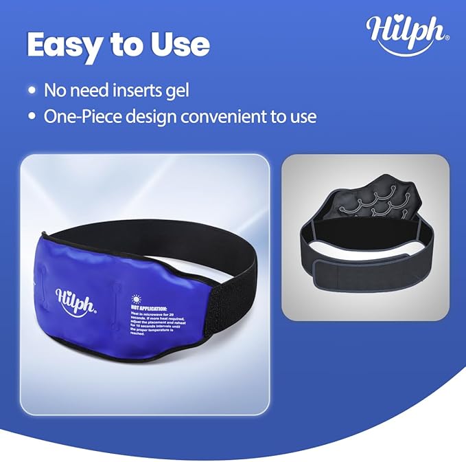 Hilph Low Back Ice Pack Wrap for Pain Relief, Reusable Ice Pack Belt Hot Cold Therapy for Low Back Pain, Lumbar Surgery, Sciatic Nerve, Coccyx, Tailbone Pain (Blue)