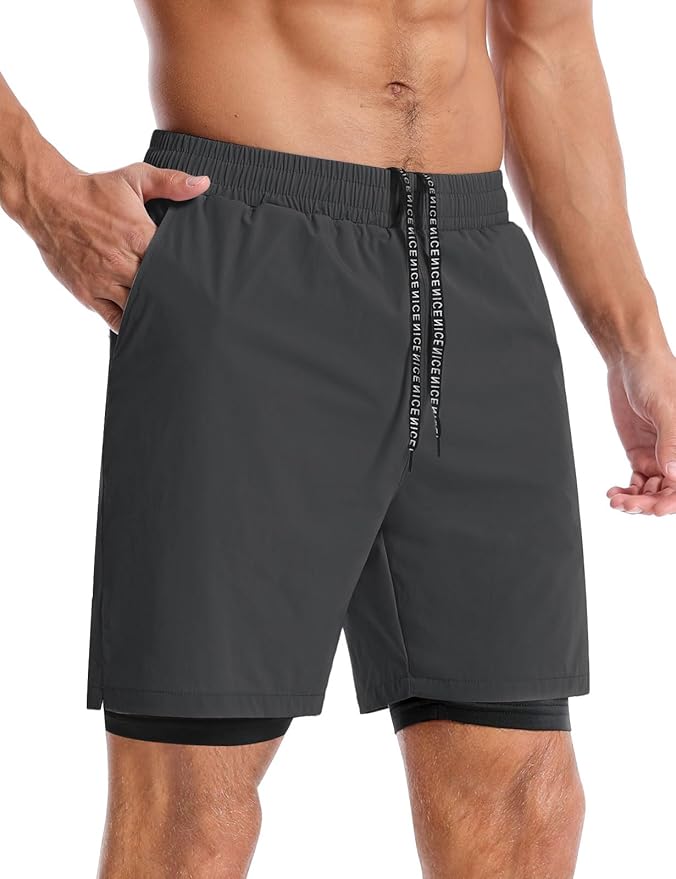 Aolesy Men's 5''/7'' Running Shorts Quick Dry Workout Gym Shorts with Pockets, Tennis Training Athletic(Linerless & Liner)