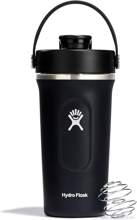 Hydro Flask Shaker Bottle – Insulated Stainless Steel Gym Bottle for Pre Workout & Protein 24 Oz Black