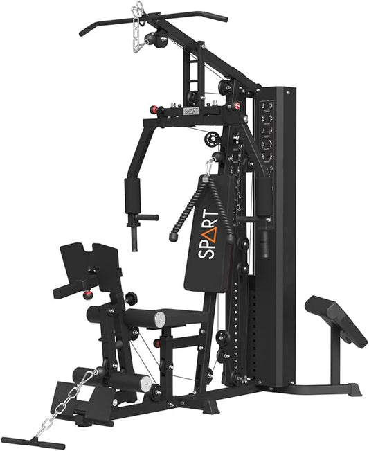 SPART Home Gym, Multifunctional Home Gym Equipment, Workout Station with 160LBS Weight Stack for Leg Press & Chest Fly, All in One Workout Machine Full Body Strength Training with Pulley System
