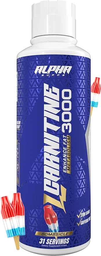 Alpha Supps L Carnitine Liquid 3000 | Stimulant-Free L-Carnitine Supplement for Men & Women | Pre-Workout Energy Boost & Muscle Recovery | Zero Sugar, Fat, & Carbs | 31 Servings (Bombsicle)