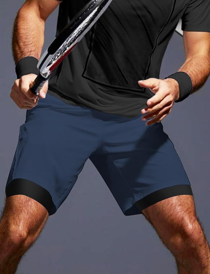 Aolesy Men's 5''/7'' Running Shorts Quick Dry Workout Gym Shorts with Pockets, Tennis Training Athletic(Linerless & Liner)