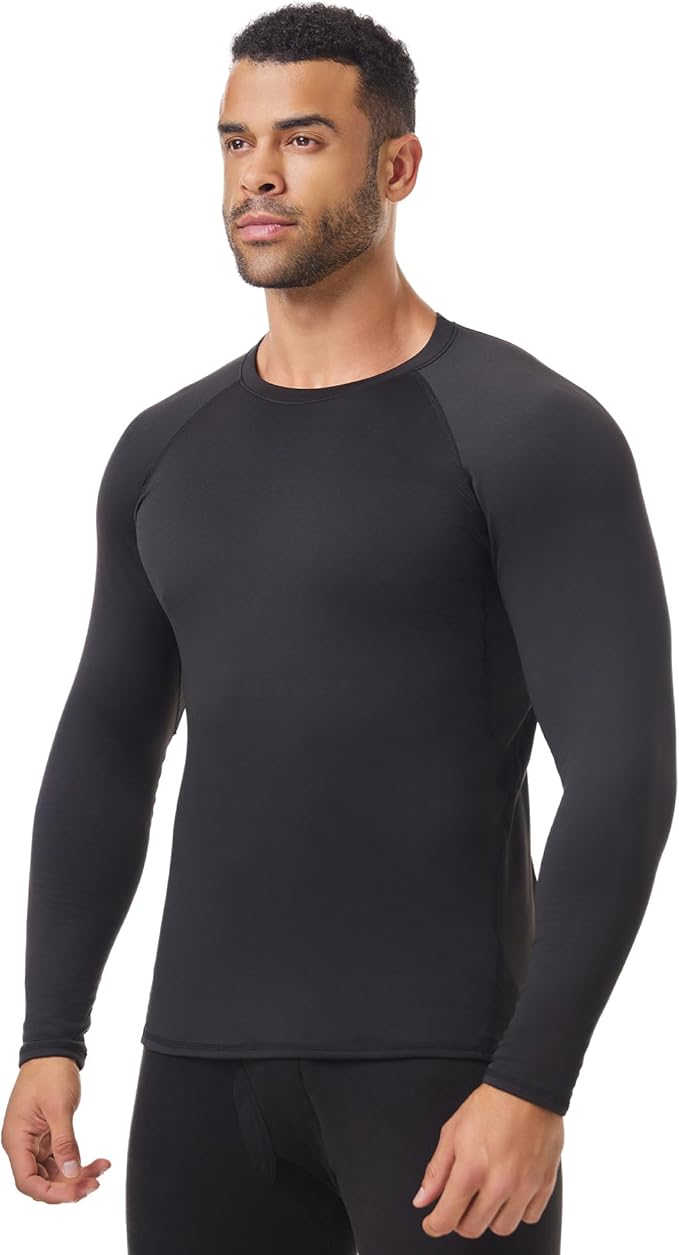 3 Pack Men's Thermal Underwear Shirts Compression Fleece Lined Long Sleeve Athletic Base Layer Cold Weather