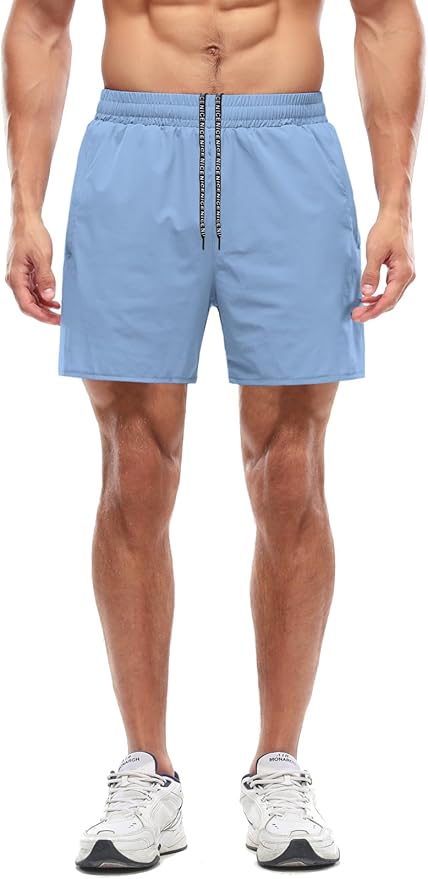 Aolesy Men's 5''/7'' Running Shorts Quick Dry Workout Gym Shorts with Pockets, Tennis Training Athletic(Linerless & Liner)