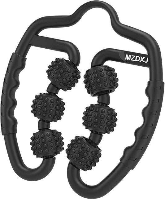 Cellulite Massage Tool Muscle Roller - Deep Fascia Massager & Dimpled Skin Remover for Legs, Thighs & Buttocks - Anti-Cellulite Roller, Smooth Skin, Pain Relief(Black - 6 Wheel)