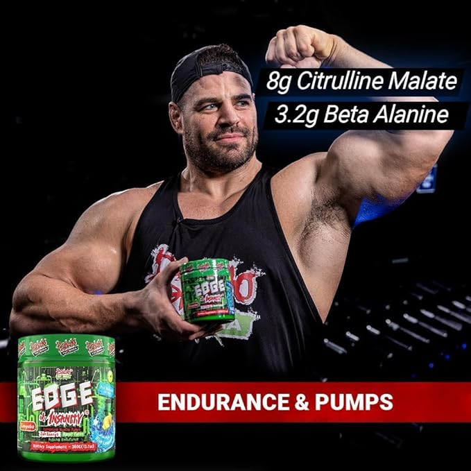 Psycho Pharma New Perfect Powders with Zengaba Energy Feel Good Focus Edge of Insanity - Most Intense Workout Powder for Focus, Strength & Energy (MaliBlue Blast)