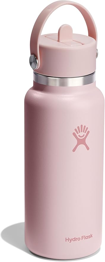 Hydro Flask Water Bottle - Insulated Stainless Steel - Wide Mouth Flex Straw Lid, Non Spill, Leakproof and Refillable in 32 Oz Tonal Trillium