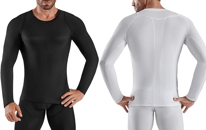 Men's Compression Shirt Long Sleeve Athletic Sports Shirt Quick-Drying Breathable Running Shirt for Fitness
